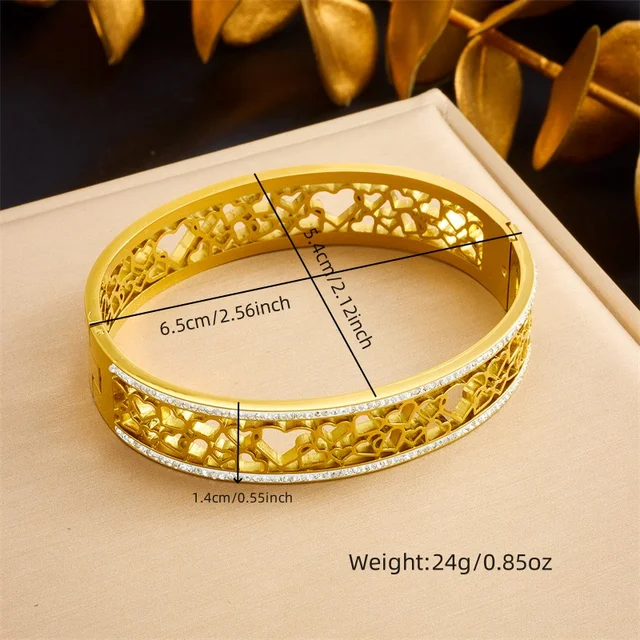 DIEYURO 316L Stainless Steel Golden Design Sense Bangle For Women 2024 New Retro Cuff Bracelet Men Non-fading Jewelry party Gift 6
