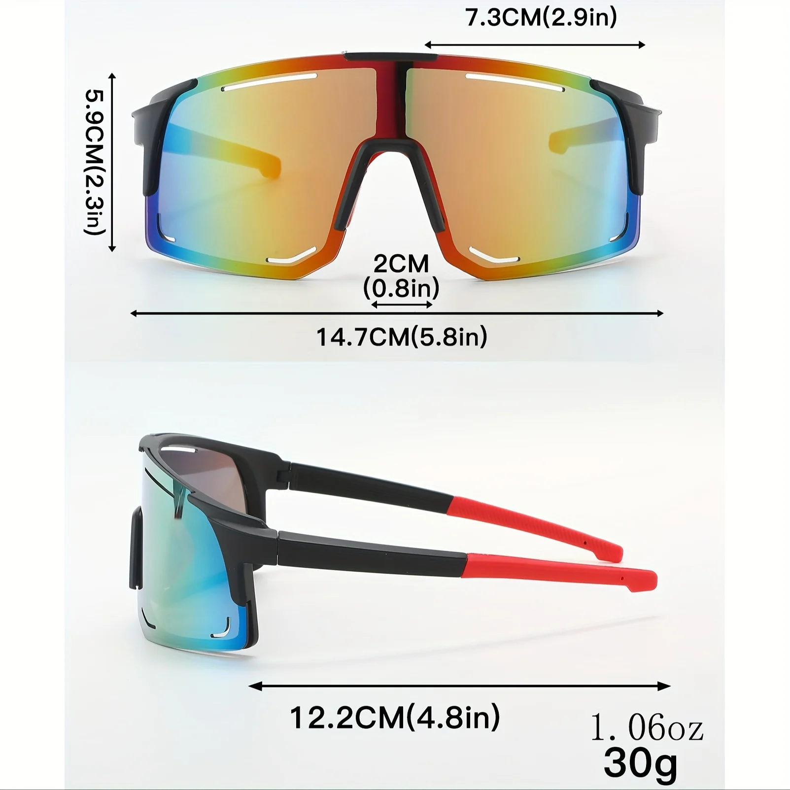 Unisex Wraparound Sports Sunglasses - UV400 Protection, Fashionable Outdoor Shades