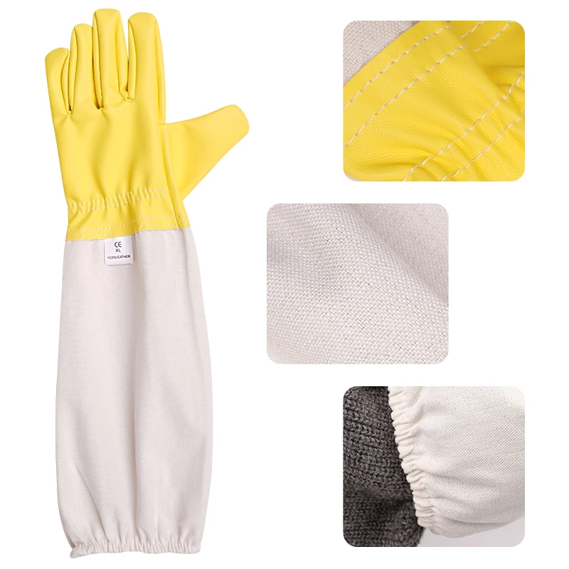 Beekeeper Prevent Beehive Tools Stab Resistant Gloves Beekeeper Gloves Protective Sleeves Professional Anti Bee for Apiculture