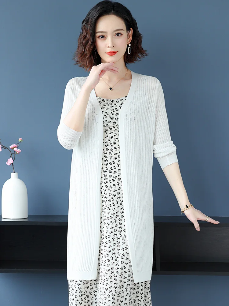 

Hollow Cardigan Sweater Women New Spring Women Clothing Half Sleeve Sweater Knitwear Cardigans