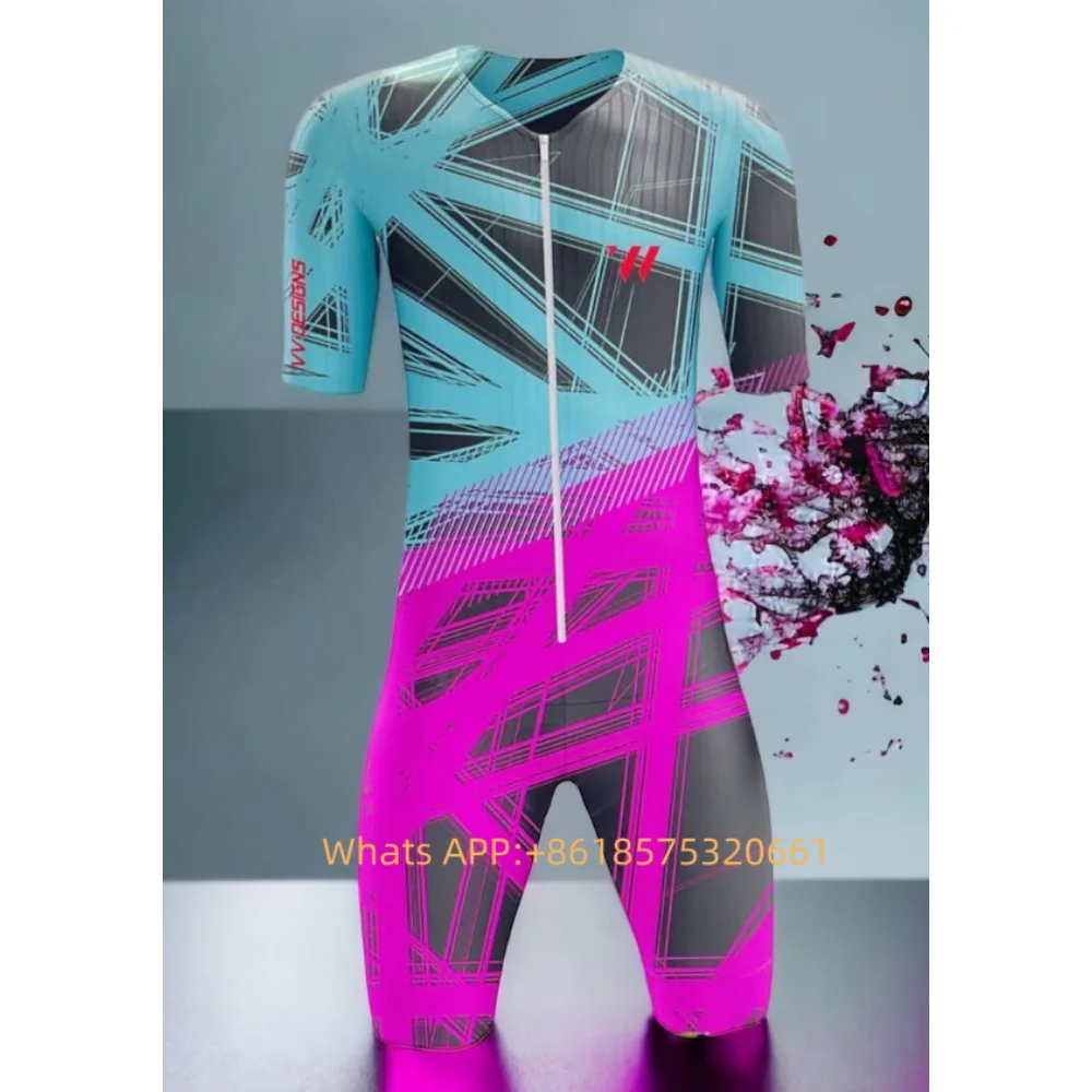 VVsportsdesigns Man Triathlon Skinsuit Cycling Short Sleeve Swimwear Bike Jersey Clothes blue Jumpsuit Ropa Ciclismo Suit cycling suit