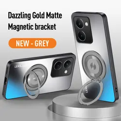 Premium Acrylic Rotating Stand Frosted Back Cover with Shockproof Bumper for Realme P3 Ultra (GRAY)