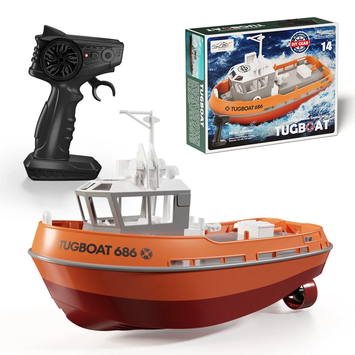NEW 686 RC Boat 1/72 Powerful Dual Motor Wireless Radio Control Shipboat 2.4G Electric Remote Control Tugboat Model Toys for Boy 3
