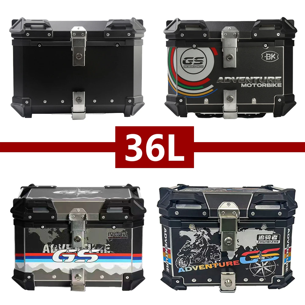 

36L Aluminum Motorcycle Box Rear Luggage Trunk Moto Storage Top Case Helmet Tail Box Waterproof Universal Motorcycle Trunk