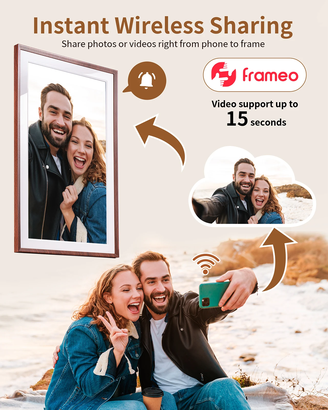 FRAMEO Digital Picture Frame- 15.6inch Digital Photo Frame with 1920 * 1080 IPS Touch Screen HD Disply,Built-in 32GB Storage,Wal view 2