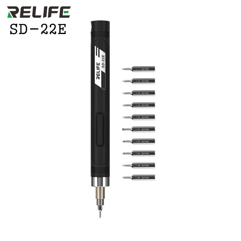 RELIFE SD-22E 정밀 전기 스크루 드라이버, S2 스틸 비트, 강력한 전력 충전식 리튬 배터리, C타입 스크루 드라이버, 10 개