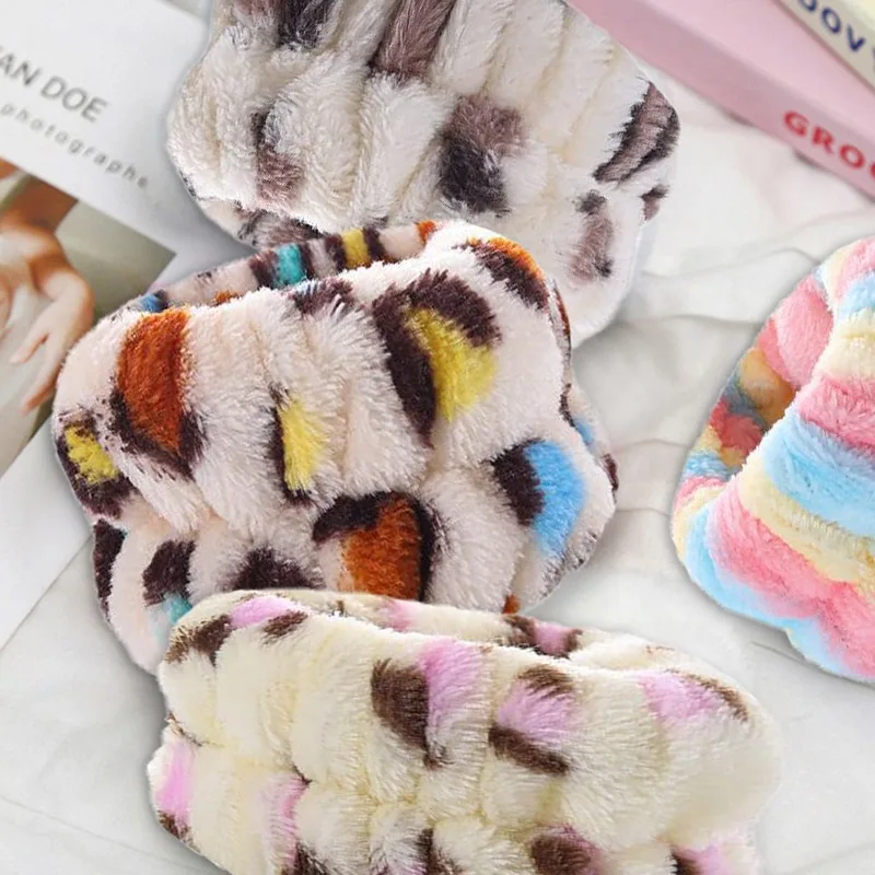 Plush Leopard Print Color Wrist waterproof hair band Women Wash Face And Make Up Wrist Strap Female Fashion Accessories