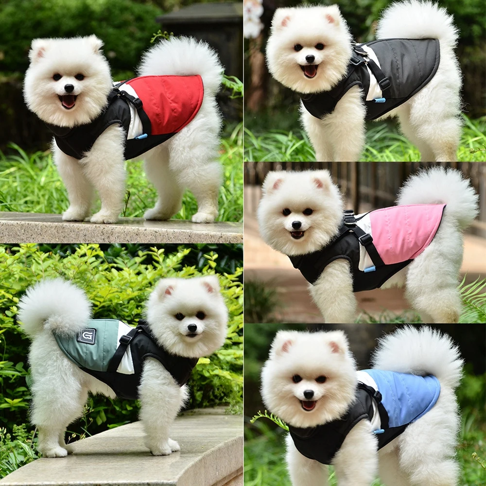 Pet Jacket Pet Dog Jacket With Harness Winter Warm Dog Clothes Waterproof Big Coat For Labrador Chihuahua French Bulldog Outfits