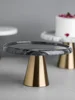 Marble Cake Pan Glass Cover Cake Stand Transparent Cover Golden High-foot Snack Counter Tray Kitchen Decoration Storage 4