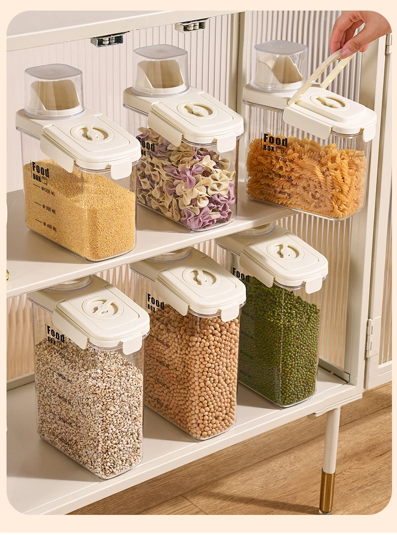 Transparent Storage Jar for Grains, Rice Bucket, Tea, Dried Fruits Storage Box, Kitchen Grain Bucket, Storage Jar, Sealed Jar