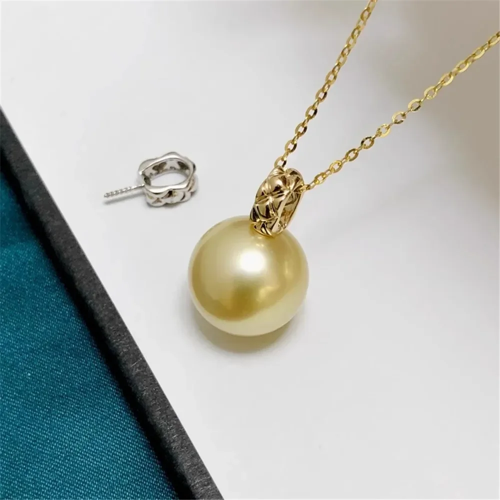 

DIY Pearl Gadgets S925 Sterling Silver Pendant Empty Holder Gold Silver Necklace Pendant Set Fit 9-15mm Round D107