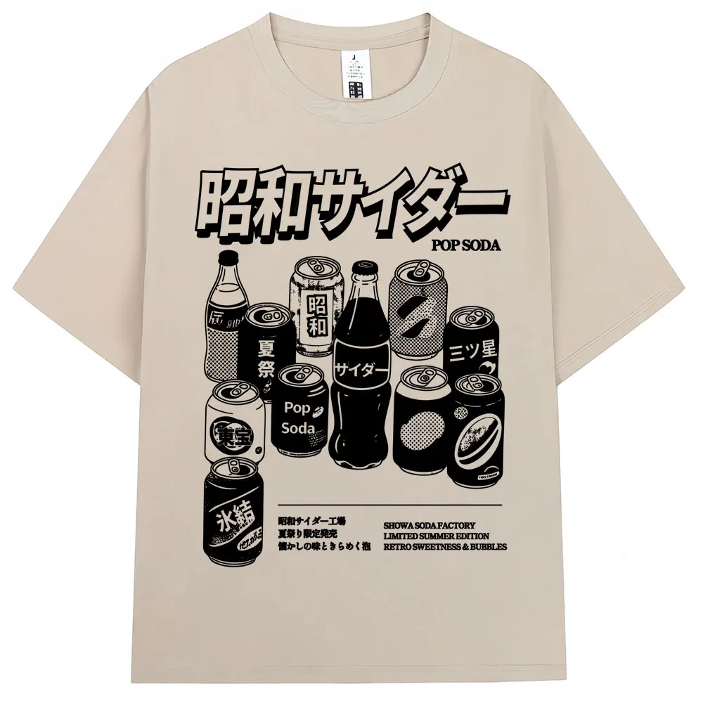 Retro Japanese Soda Aesthetic Oversized T-Shirt - 90s Anime Harajuku Style in Premium Cotton