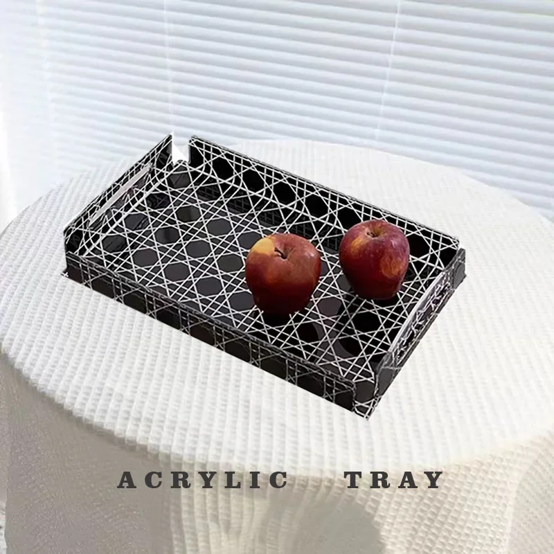 Description Picture 2 of itemVine Pattern Jewels Tray Aromatherapy Organizer Plate Living Room Acrylic Coffee Table Tea Cup Storage Trays Luxury Home Decor