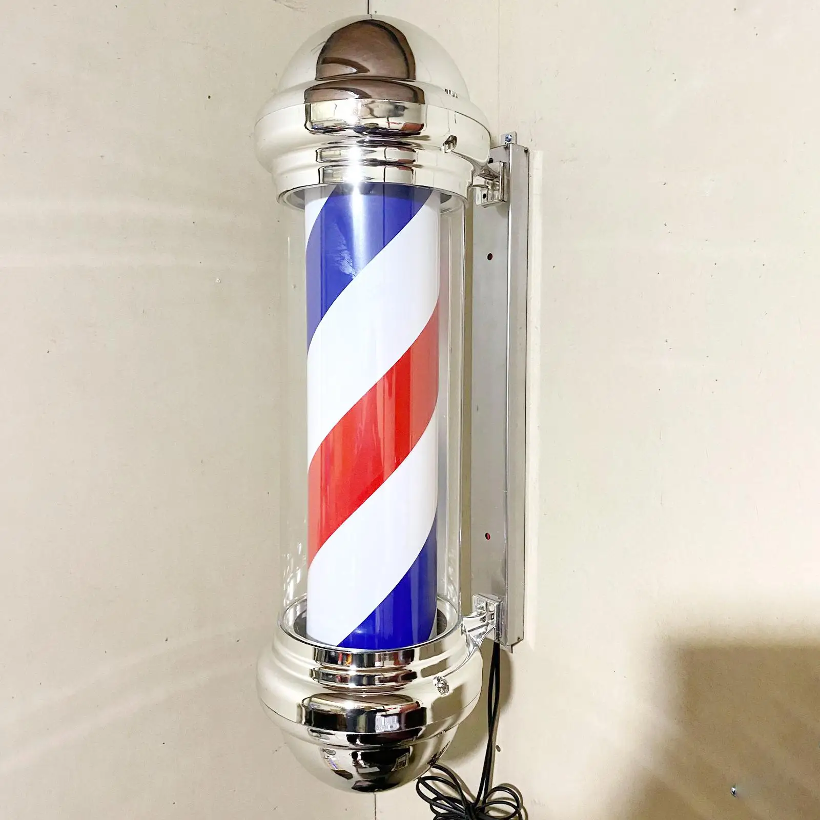 

Rotating Barber Pole Lights LED Strips Wall Mounted Rainproof Novelty Hanging Lights Hair Salon Sign Open for Street Window