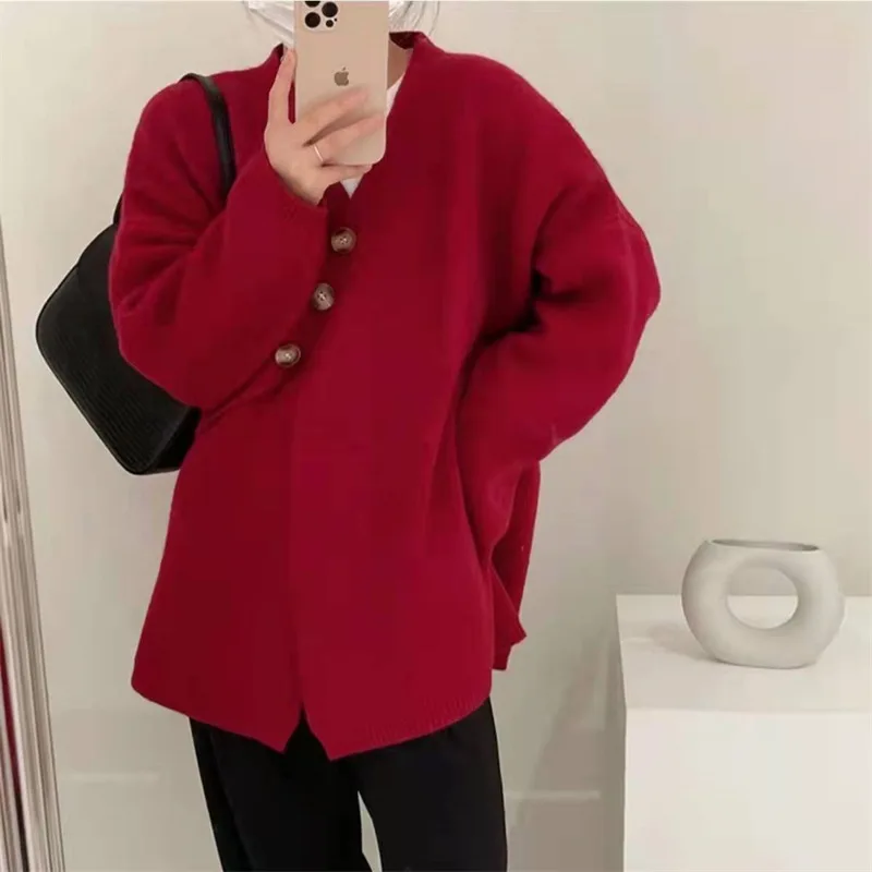 Women Loose Knit Sweater Coat Autumn Winter