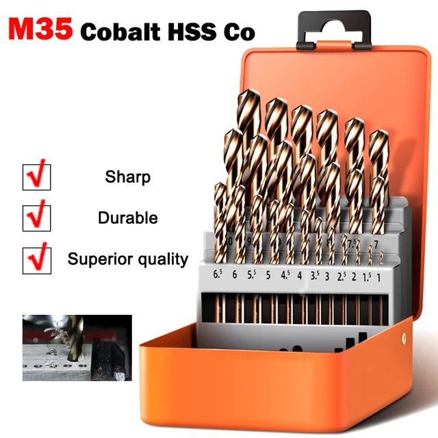 STROTON Cobalt Drill Bit Set (1/16-1/2, 17PCS), M35 HSS Heavy