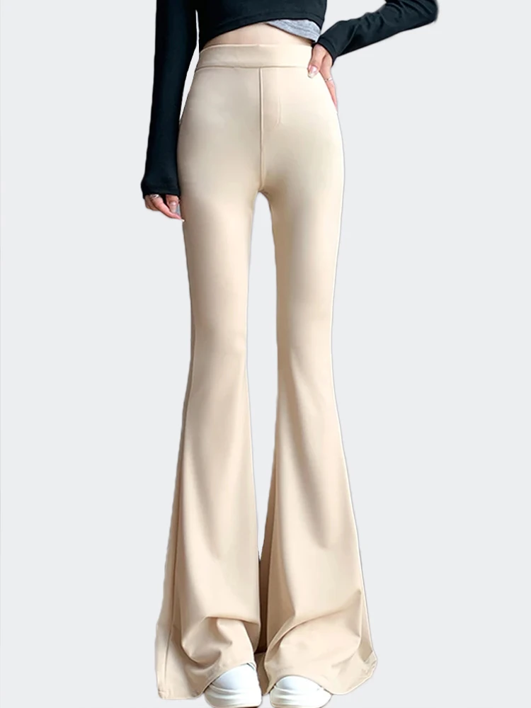 

Женские брюки-клеш с высокой талией, эластичные облегающие пикантные спортивные брюки, Повседневная модная верхняя одежда, леггинсы, женские брюки-годе, весна 2024
