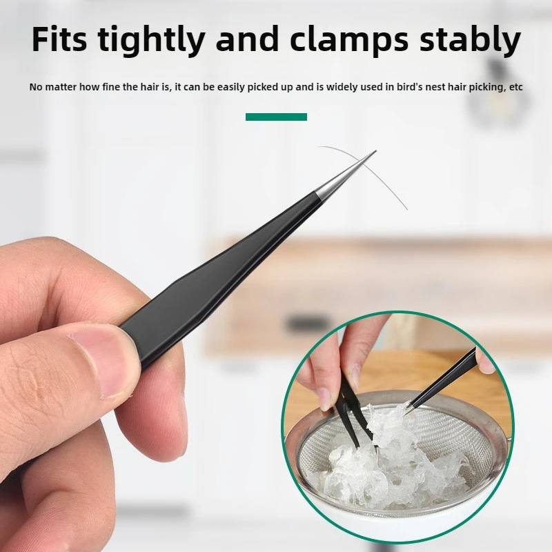 6 Piece Sets Stainless Steel Tweezers Anti Static Elbows & Pointed Ends Clamp Bird's Nest Picking Hair Dismantling Repair Tools