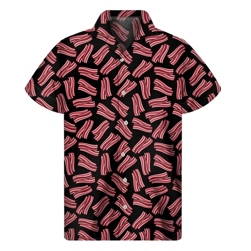 thumbnail image 1 of Camisas de playa hawaianas de verano para hombre, camisa con botones y estampado divertido de carne en 3D para hombre, camiseta informal de manga corta, ropa, 1 of 5