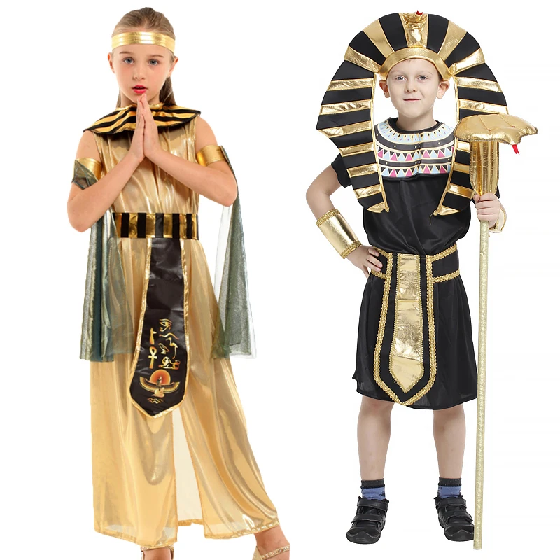 

Halloween Kids Pharaoh Costume Robe Ancient Egyptian Outfit Child King of Egypt Pharaoh Cosplay Purim Fancy Dress