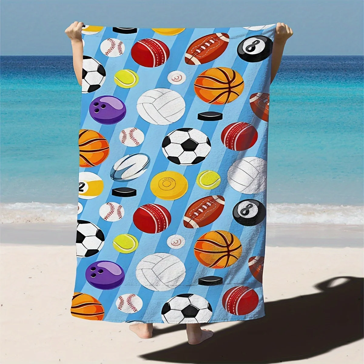 

Ball Print Soft ComfortablBeach Towel Sweat Absorbent Quick Drying Perfect For Outdoor Beach Travel Swimming Gym Yoga