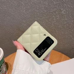 Elegant Rhombus Lattice Leather Wallet Phone Case with Card Holder - Galaxy Z Flip3 (Matcha Green)