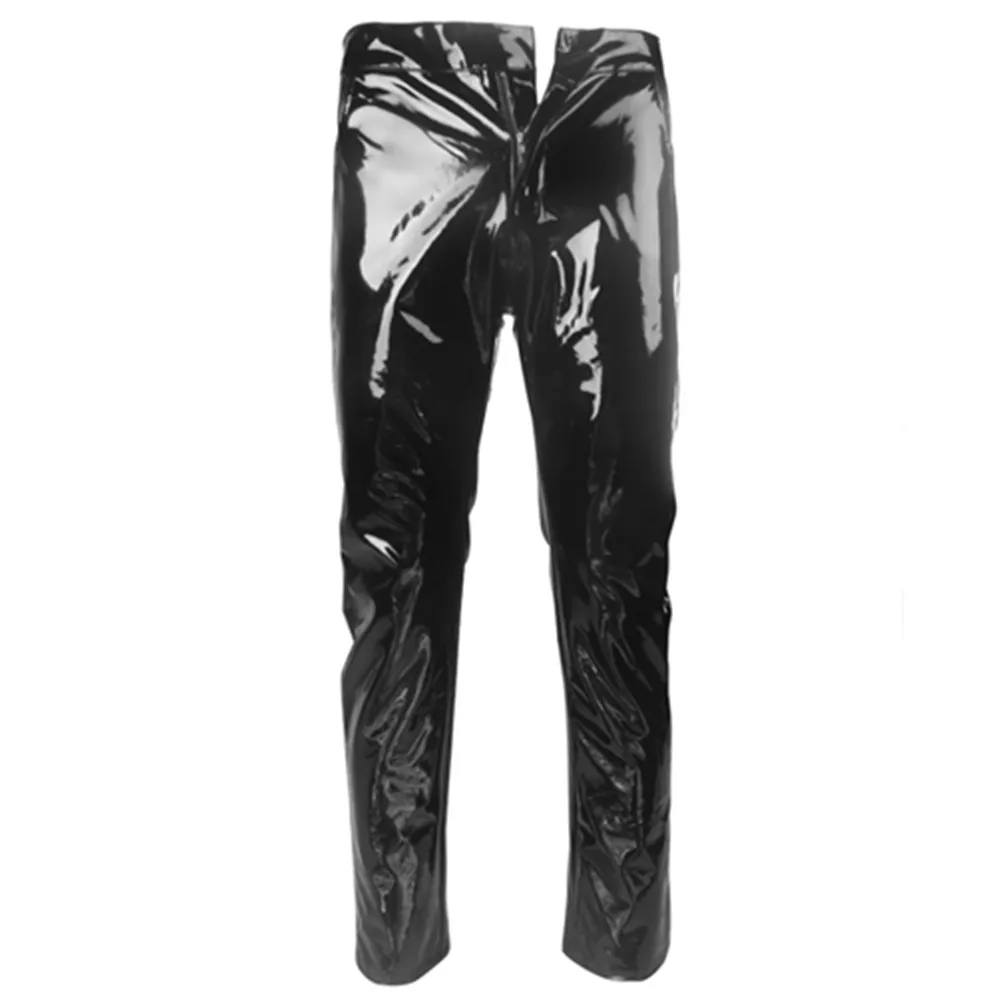 Shiny PVC Latex Trousers Men Motorcycle Mens Pants Fashion Faux Leather Riding Waterproof Motor Biker Male Street Pants