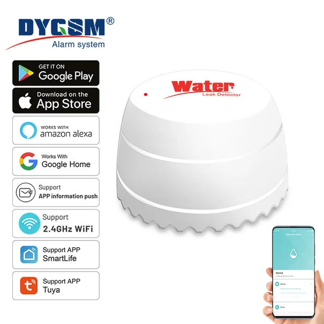 Tuya WiFi Water Leak Detector Flood Sensor Smart Life APP Remote Monitoring Flood Alert Overflow Security With Alexa Google 1