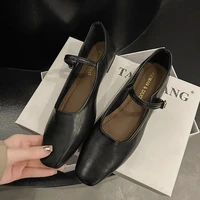 Mary Jane Single shoes Thick Heel Shoes Elegant Classic Retro Square Toe Comfortable Soft Shallow Cut Low Heel Women's Shoes 2