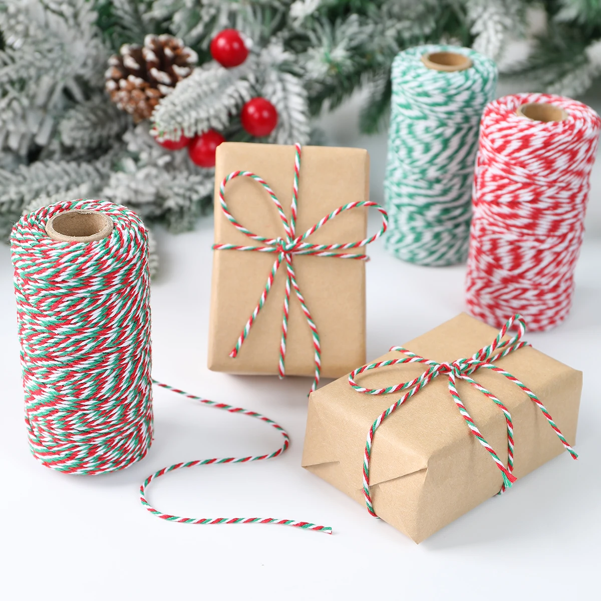 Festive Christmas Twine for Holiday Gift Wrapping & Home Decoration