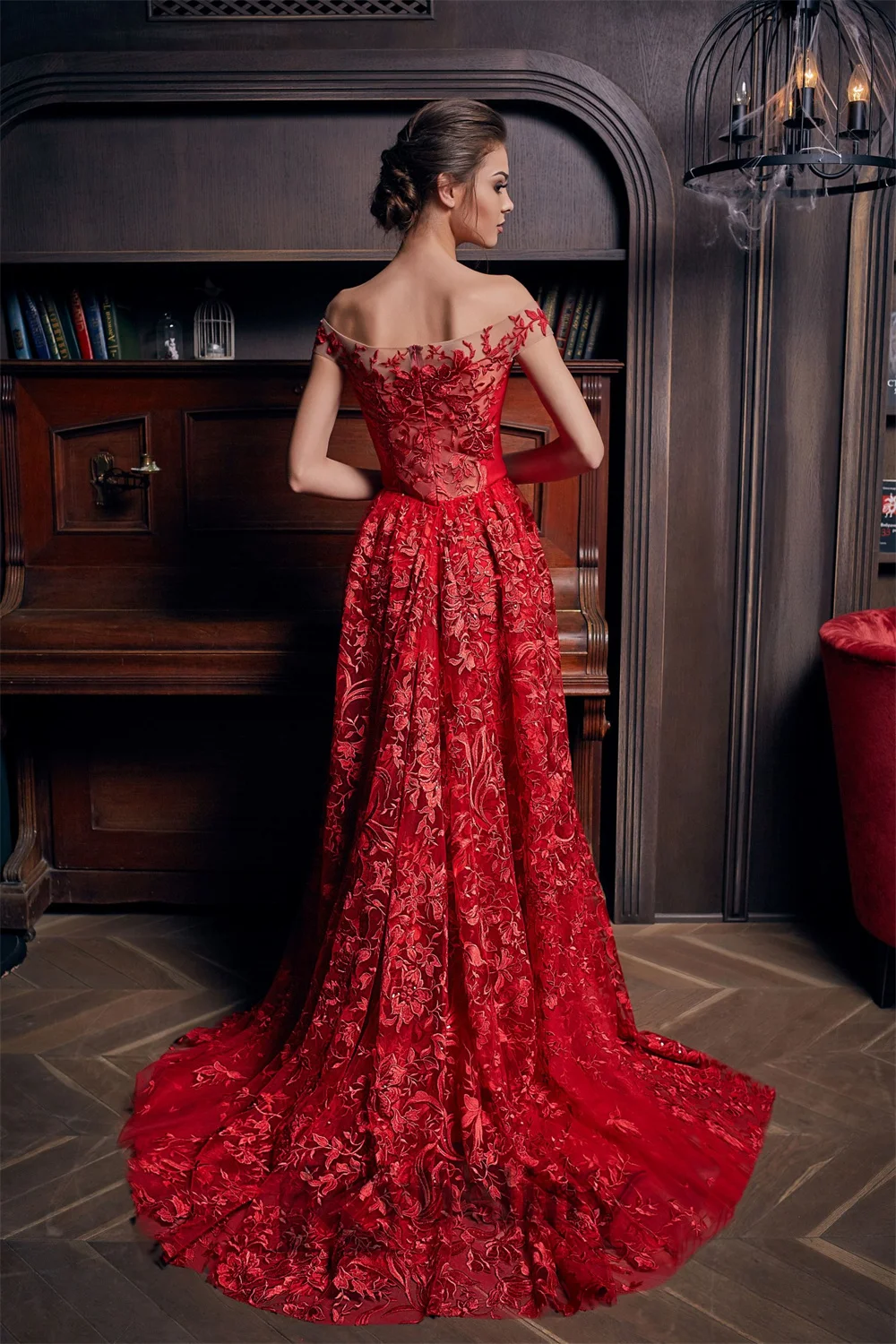 Sweetheart Pleated Red Formal Dress with Detachable Sleeves | KissProm