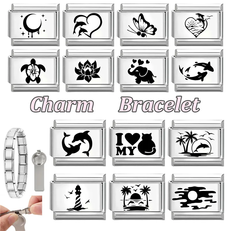 DIY Engraving Charm Bracelet Stainless Steel