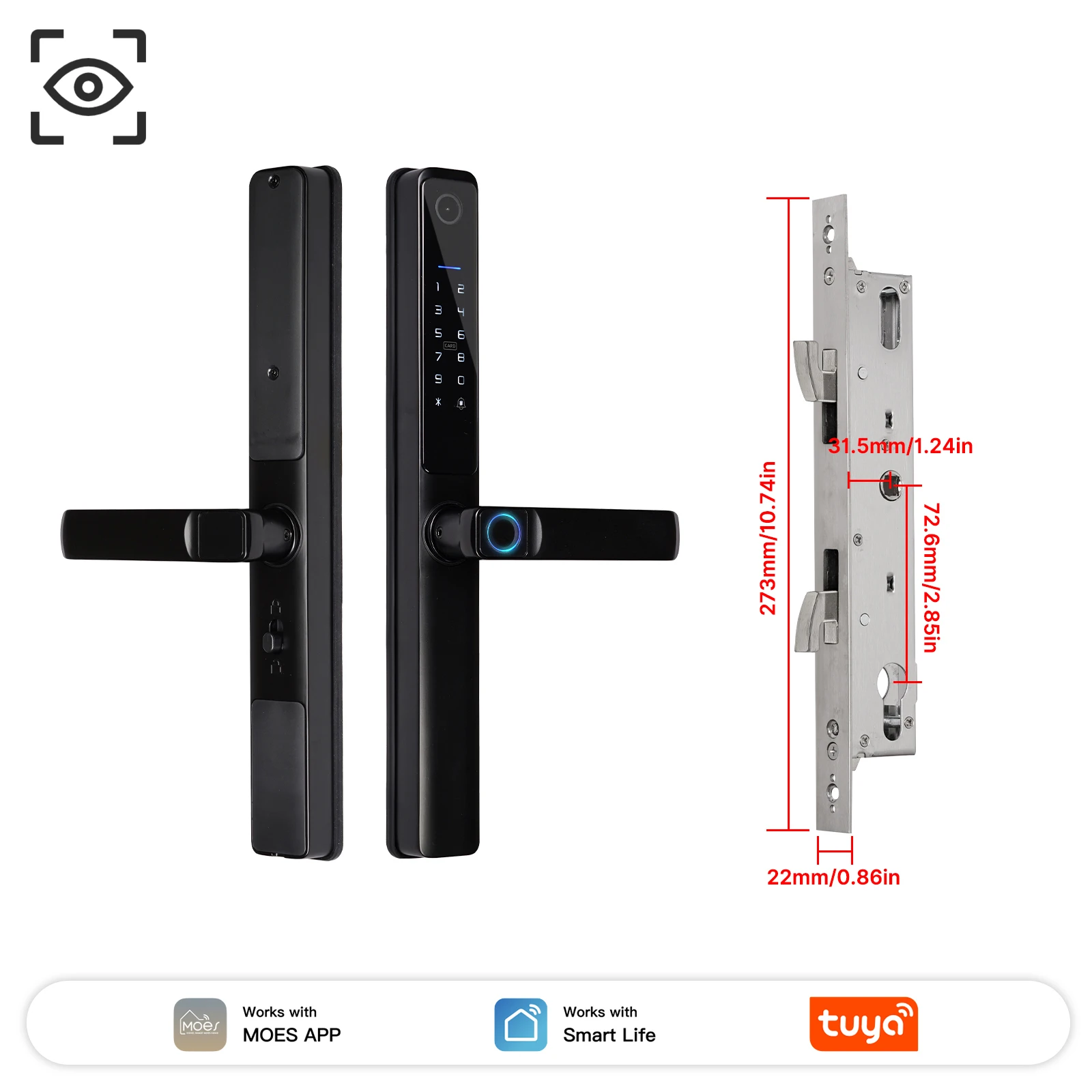 قفل باب ذكي MOES واي فاي بصمة وكلمة مرور