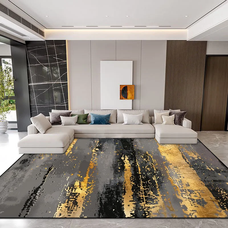 Nordic Abstraction Texture Large Living Room Carpet Luxury Gold Decoration Bedroom Rug Non-slip Washable Lounge Coffee Table Mat 3
