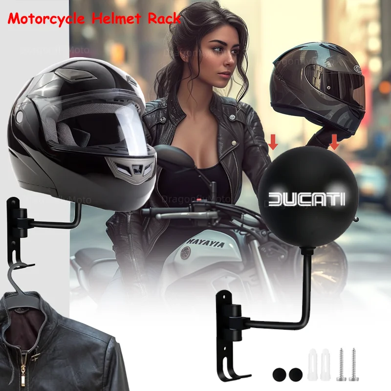 For Ducati Multistrada 950 1100 1260 1200 S Sport Monster 600 Motorcycle Helmet Holder Wall Mount 180&deg; Rotation Helmet Hanger