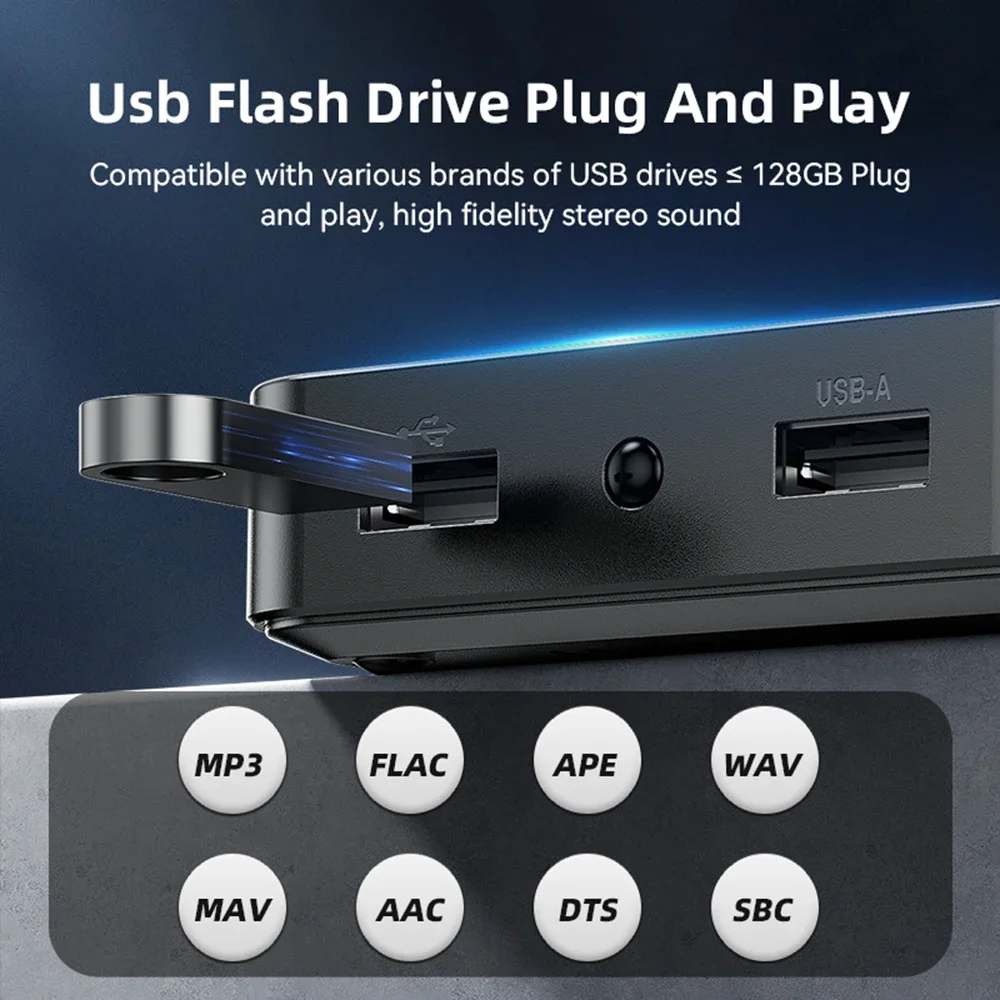 블루투스 호환 6.0 오디오 수신기 AUX 3.5mm RCA 광학 잭 지원 U 디스크 무선 오디오 어댑터 TV용 리모컨