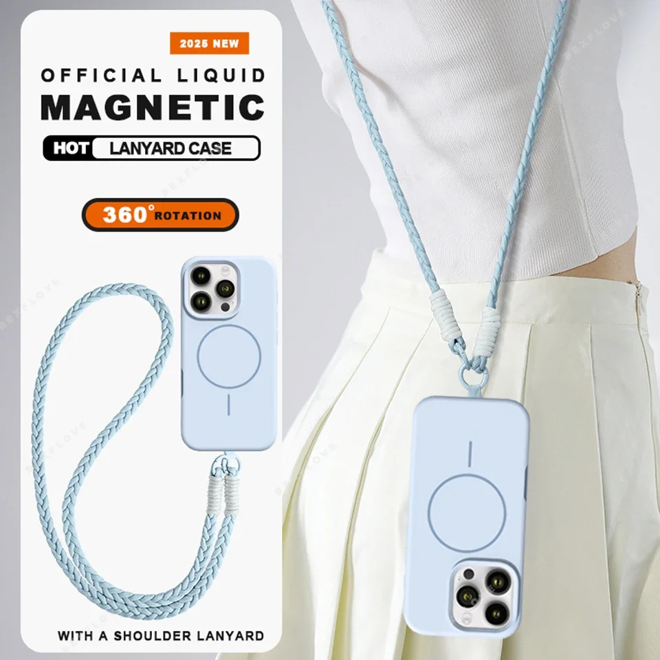 Liquid Silicone Protective Crossbody Phone Case with Magnetic Closure and Adjustable Strap