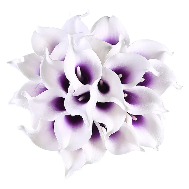 

24Pcs Artificial Calla Lily Flowers for DIY Centerpieces Home Decor(Purple in White)