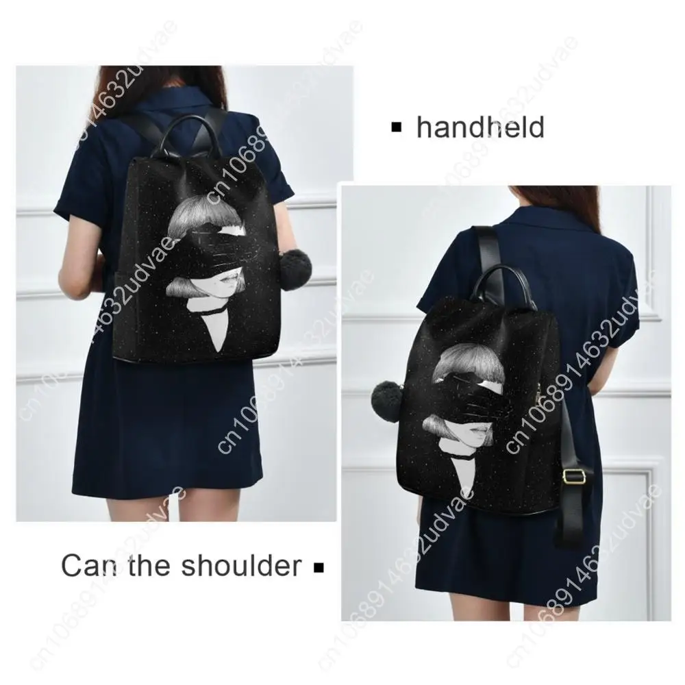 Black Backpack Women Back Packs Bolsa Feminina Art Portrait Print School Backpacks For School Teenagers Girls Rucksack Sac A Dos
