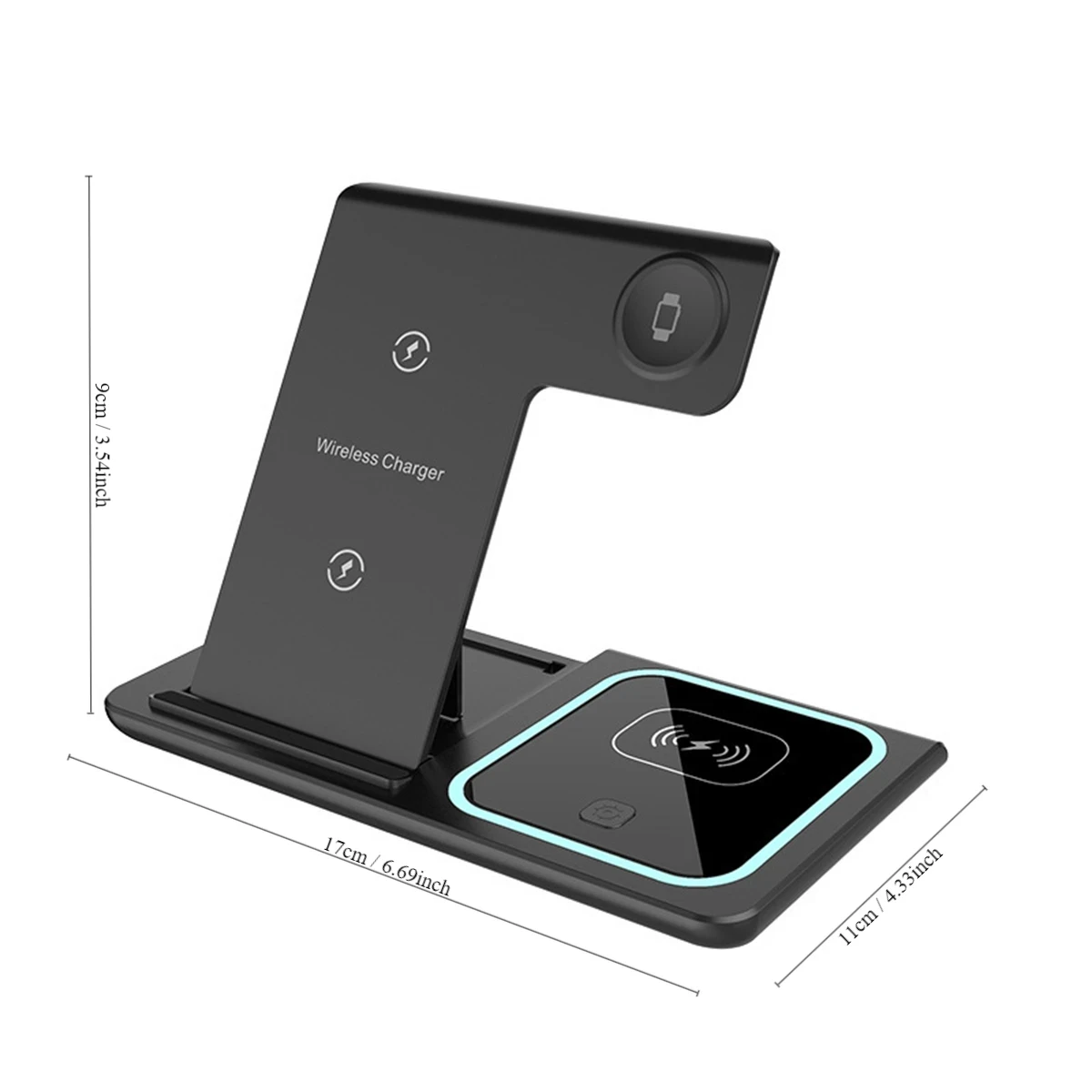30W 3 in 1 Foldable Wireless Charging Station for iPhone 16 15 14 13 12 11 Apple Watch 9 8 7 6 5 Airpods Pro/3