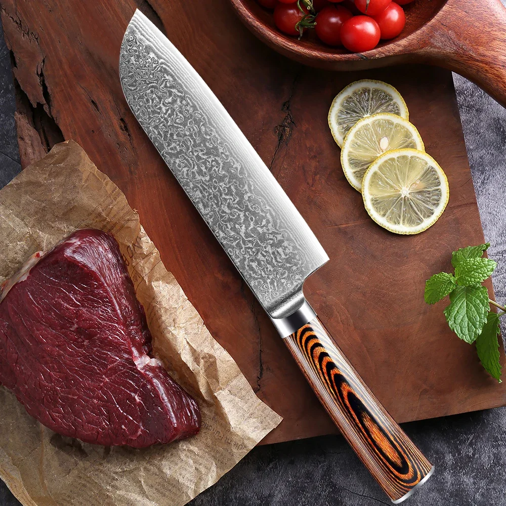 

Damascus Steel Asian Santoku Knives 7 Inch Japanese Upgraded Santoku Knife Razor Sharp Kitchen Chef Knife Vegetable and Cooking