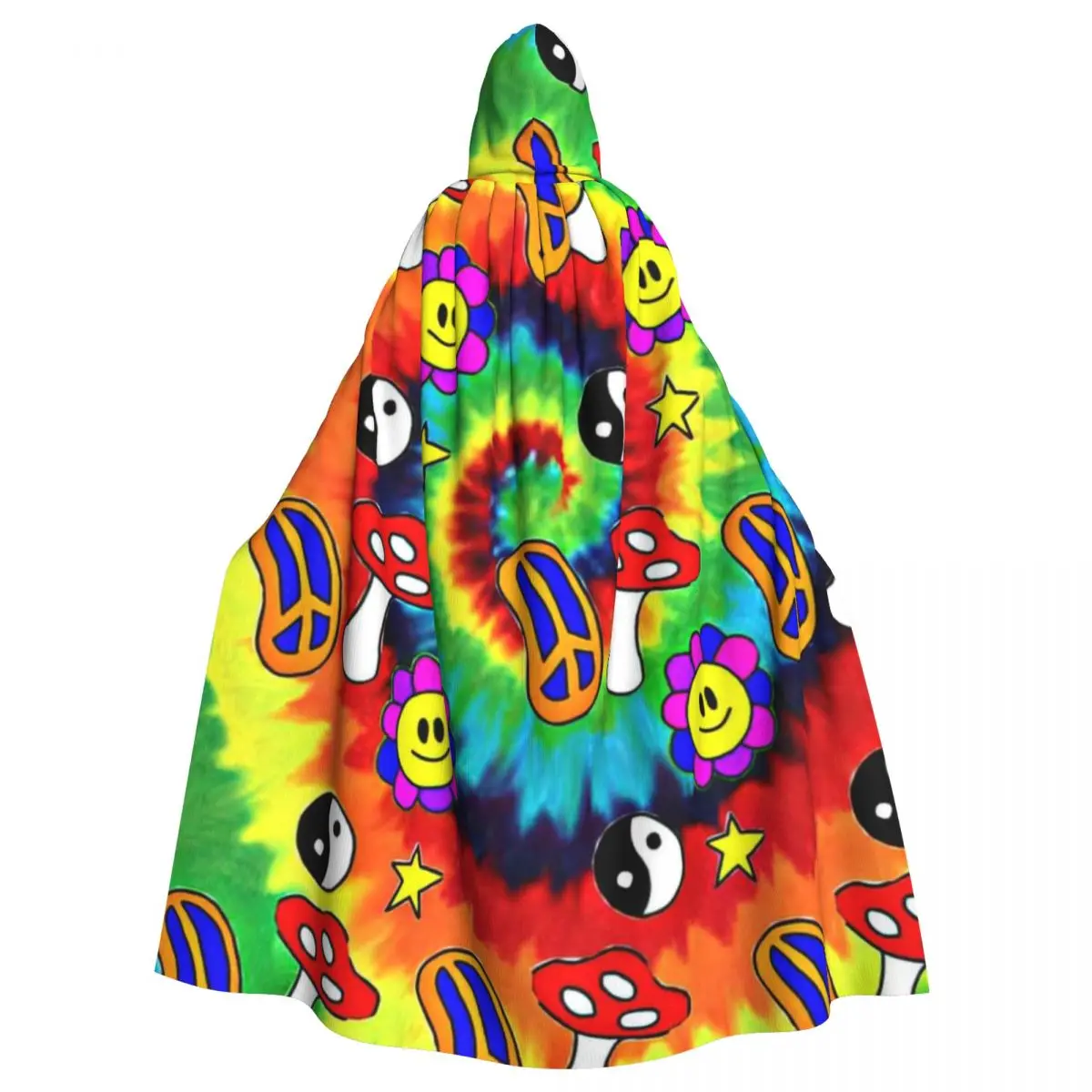 

Hippie Style Hooded Cloak Halloween Party Cosplay Woman Men Adult Long Witchcraft Robe Hood