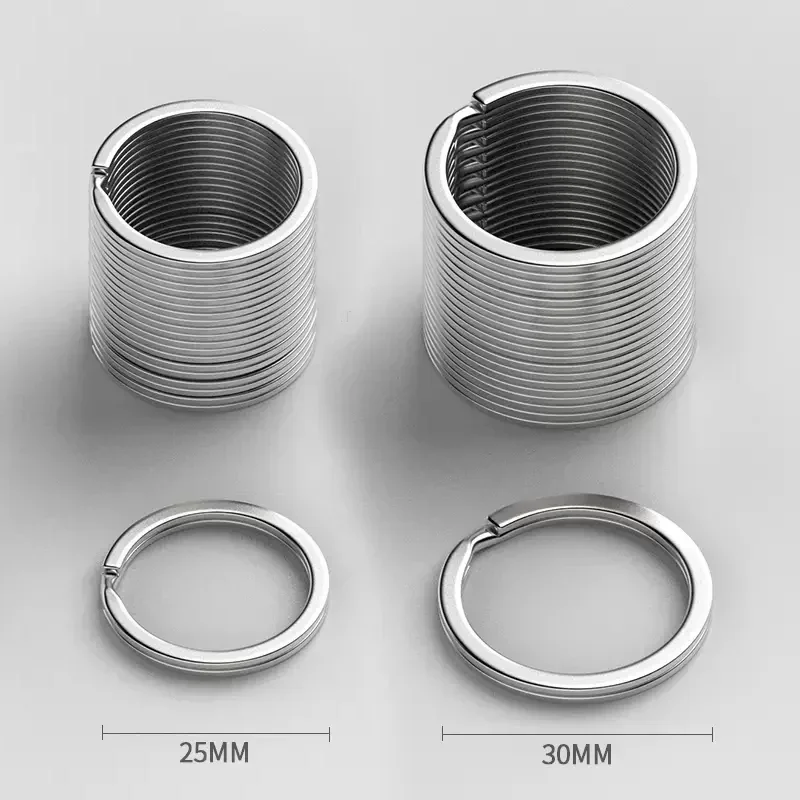 Car Stainless Steel Key Rings Round Flat Line Split Rings Keyring for Jewelry Making Polished Keychain DIY Findings 10-50pcs