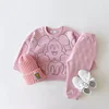 New Designer Cartoon Clothing  Tracksuit Baby Boy Summer Printed Clothes T-shirt+shorts Baby Girl Casual Solid Color Sets 4