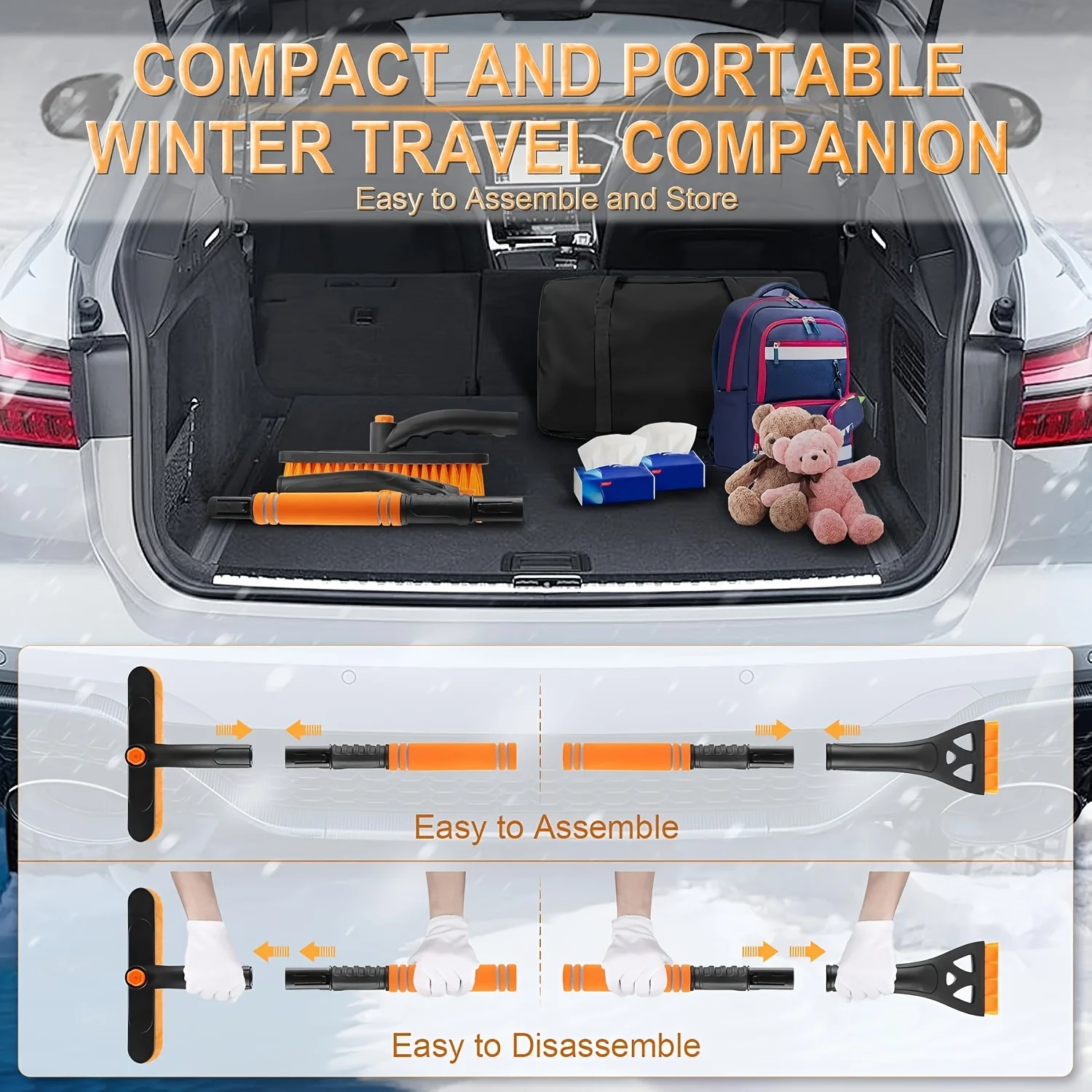 32 Inch Retractable Car Windscreen Scraper Ice Brush and Snow Brush 360 &deg; Rotation Durable Plastic Spare Winter Accessories car snow brush snow ice scraper