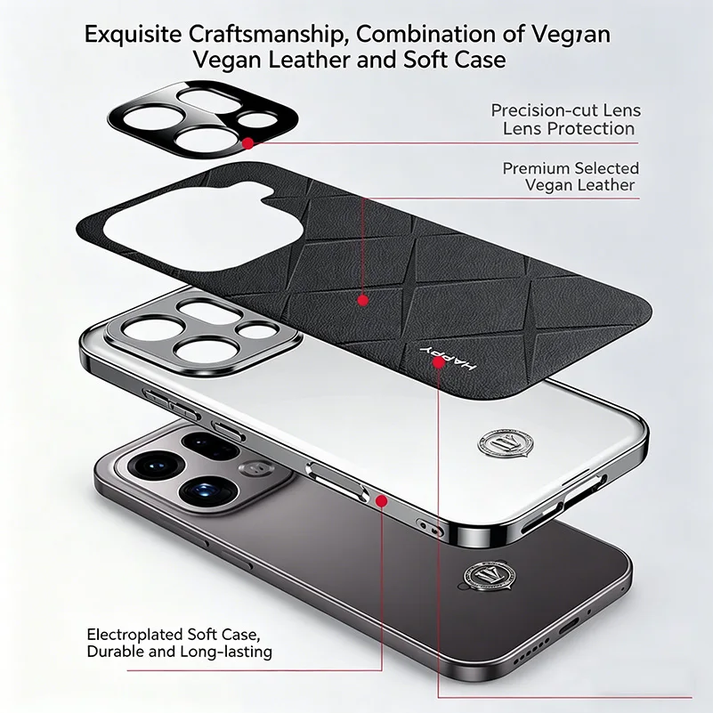 Luxury Plain Leather Case with Camera Lens Protection - Slim Good Texture Cover