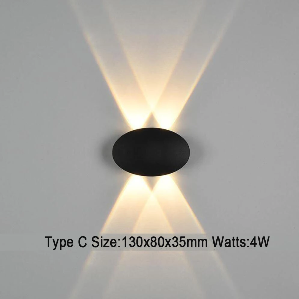 Lámpara de pared LED de 4 W, 6 W y 8 W para interiores y exteriores, estilo minimalista moderno, resistente al agua IP65, con 3 años de garantía, CA 85-265 V