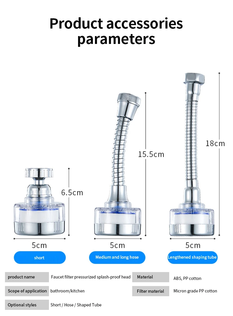 Description Picture 2 of itemKitchen Faucet Water Filter 360° Sink Filter Pressurized Sink Faucet Water Filter Universal Faucet Aerator Bathroom Accessories