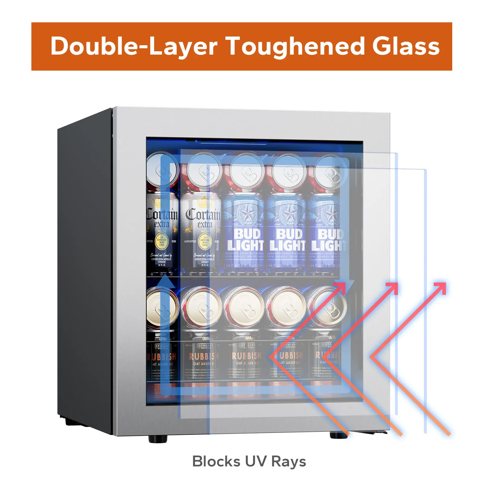 Ca&rsquo;Lefort 65 Can Beverage Refrigerator-Compact Mini Fridge with Glass Door, Perfect Beverage Cooler for Bedroom or Kitchen