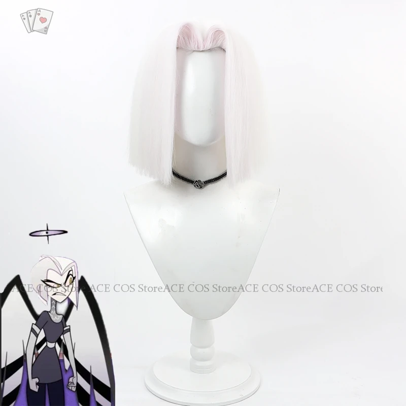 

Hazbin Lute Wig Angel Cosplay White hair Hotel Anime Cosplay Halloween Carnaval Fancy Party Silver Color Anime Cosplay Prop